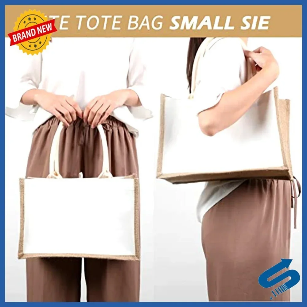 Reusable Blank Jute Canvas Tote Bags Bulk DIY Bridesmaid Gift Travel Beach